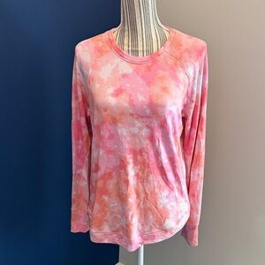Athleta Pink and Orange Tie-Dye Long Sleeve Top Medium Tall